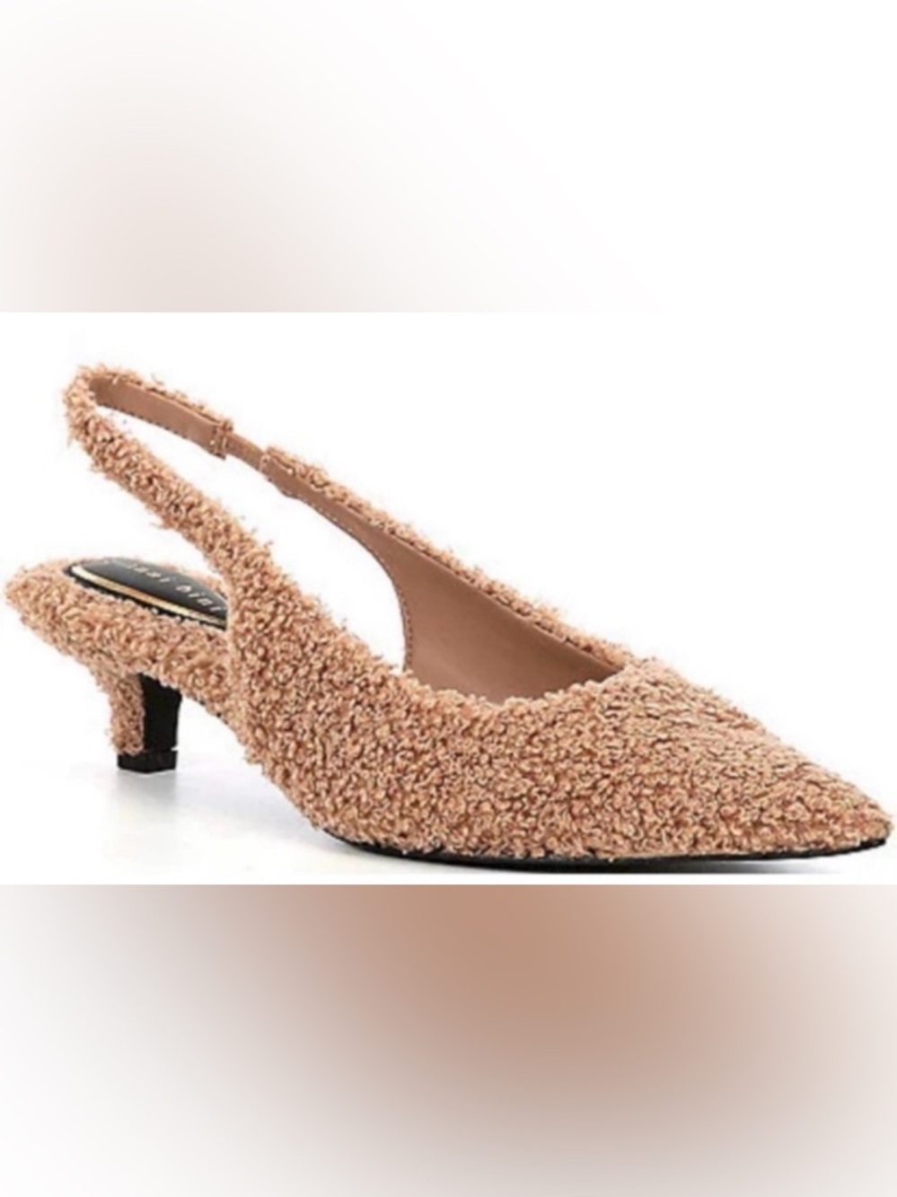 Britnie Faux Shearling Kitten Heels Slingback Pumps - Picture 2 of 6